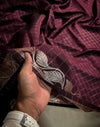 Premium Semi Soft Silk Saree with Allover Check & Dual-Side Weaving Design