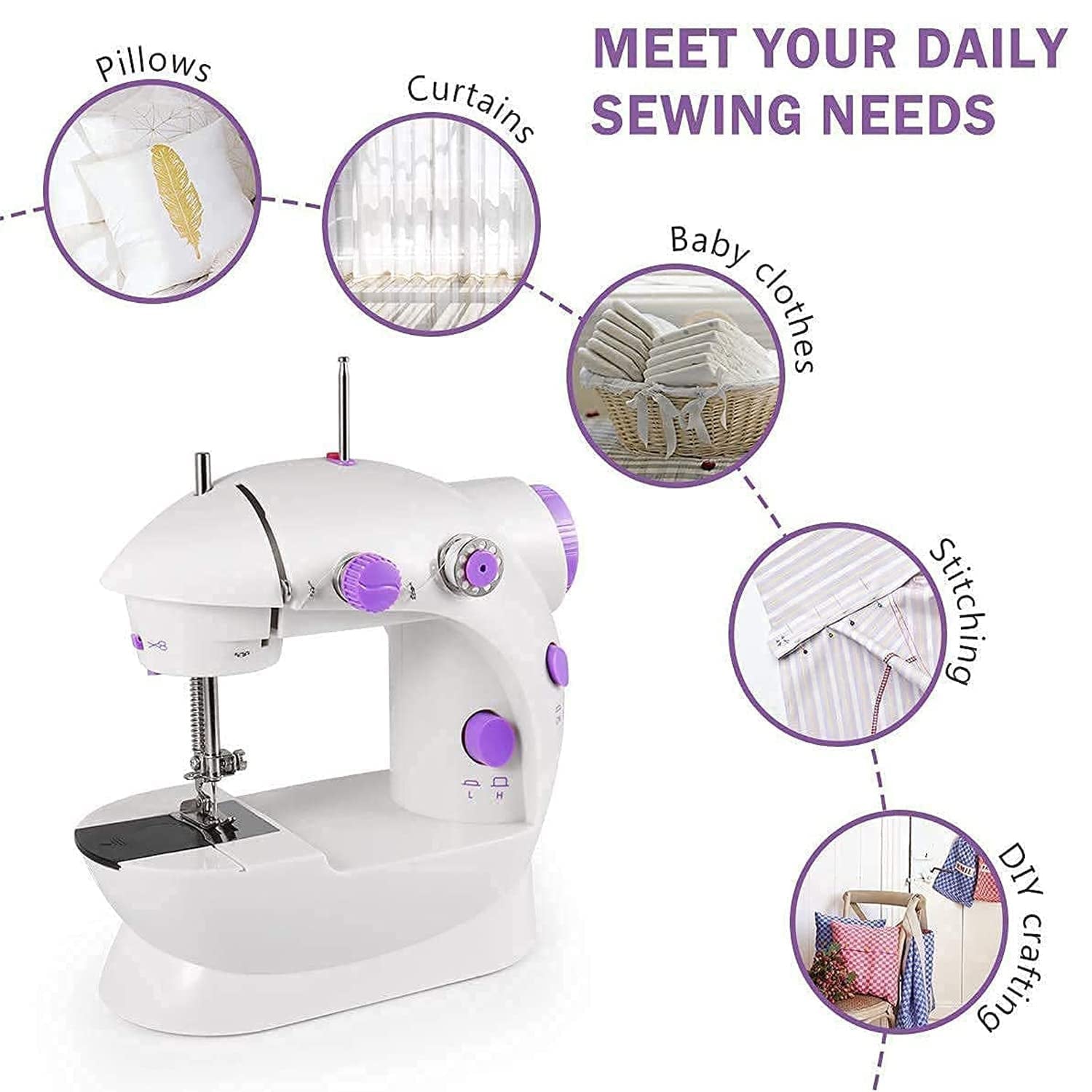 12917 Home Tailoring Sewing Machine With Extension Table Set Foot Pedal Adapter Mini Electric Silai Machine Port