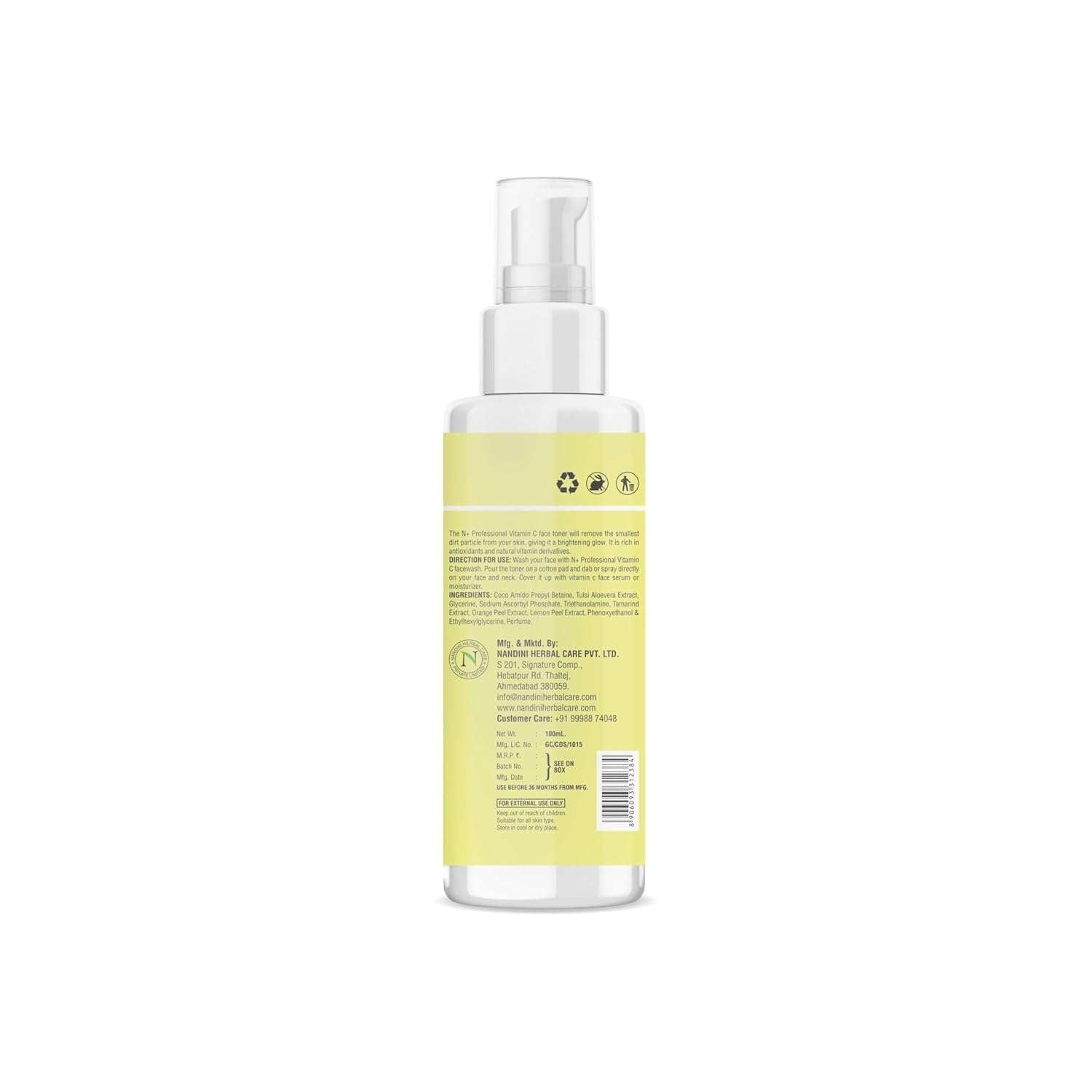 N PLUS Professional Vitamin C Toner for Face | Clears, Brightens & Hydrates Skin | Alcohol-Free | Unisex – 100ml