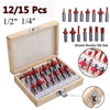 12/15pcs Milling Cutter Router Bit Set