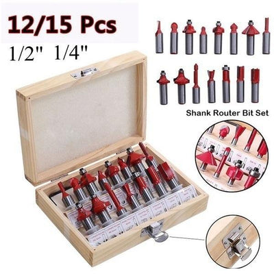 12/15pcs Milling Cutter Router Bit Set