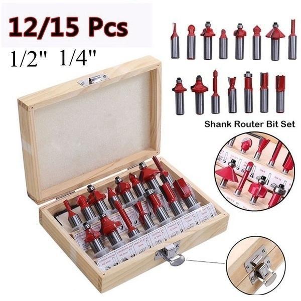 12/15pcs Milling Cutter Router Bit Set