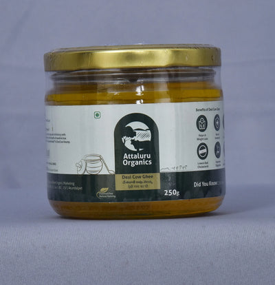 Attaluru Organics Desi Cow Ghee – A2 Vedic Bilona Ghee from Grass-Fed Cows | 100% Pure, Aromatic & Nutrient-Rich Traditional Handmade Ghee - 250gm