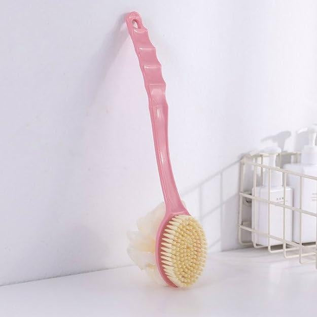 2-in-1 Bath Brush with Long Handle | Back Scrubber & Body Massager for Shower