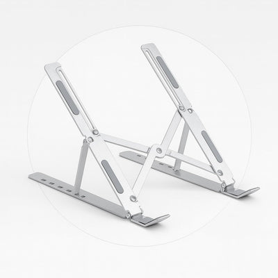 Wiregenix 6 Angles Adjustable Aluminum Ergonomic Foldable Portable Tabletop Laptop/Desktop Riser Stand Holder Compatible for MacBook, HP, Dell, Lenovo & All Other Notebook (Silver)
