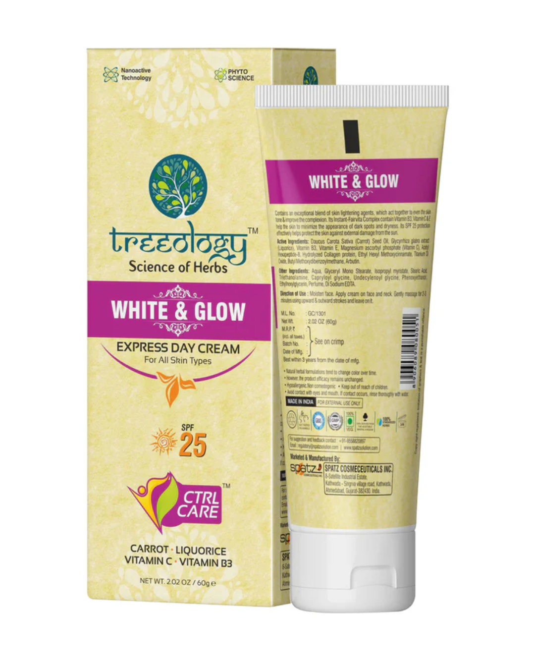 Treeology White & Glow Day Cream for Daily Bright, Clear & Radiant Skin – 60g