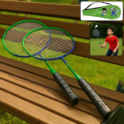 2 Pc Lightweight Kids Badminton Racket Set with Carry Bag – Fun Outdoor Sports Game