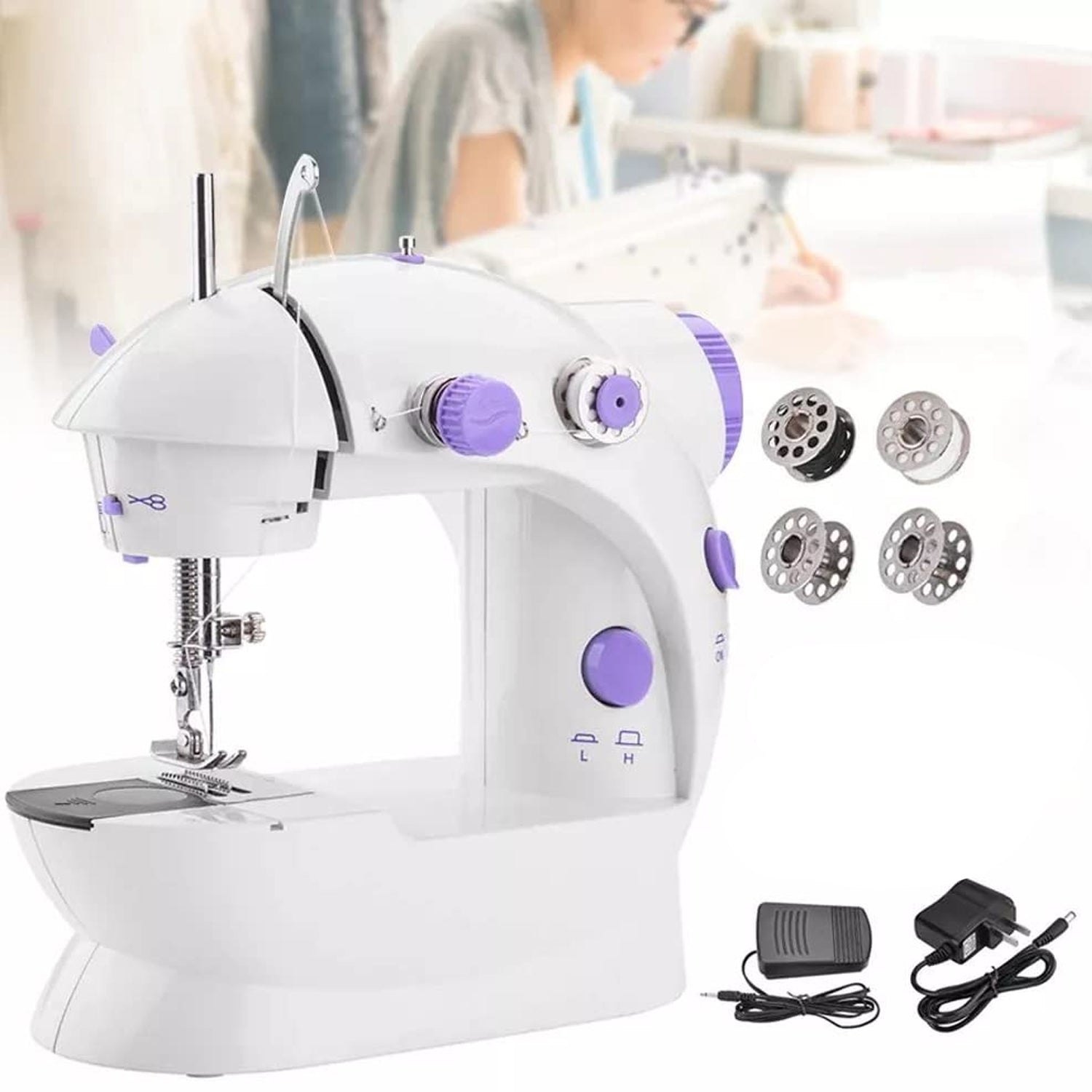 12917 Home Tailoring Sewing Machine With Extension Table Set Foot Pedal Adapter Mini Electric Silai Machine Port