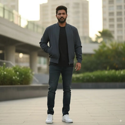 Plain Black Bomber Jacket for Men and Women – Stylish, Lightweight, and Comfortable Winter Wear