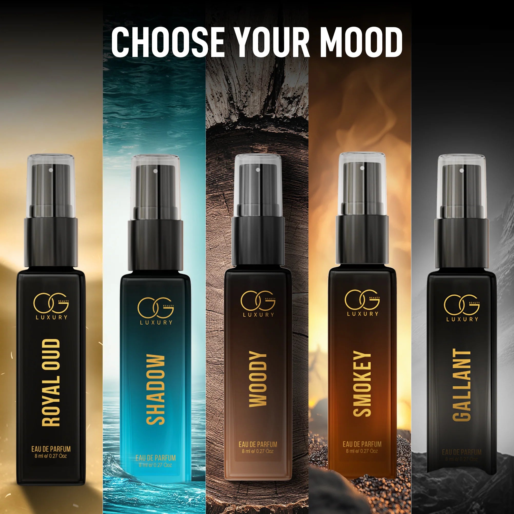 OG Luxury Perfume Gift Set for Men | 5 Eau De Parfum Scents (5 x 8ml) | Long-Lasting & Travel-Friendly