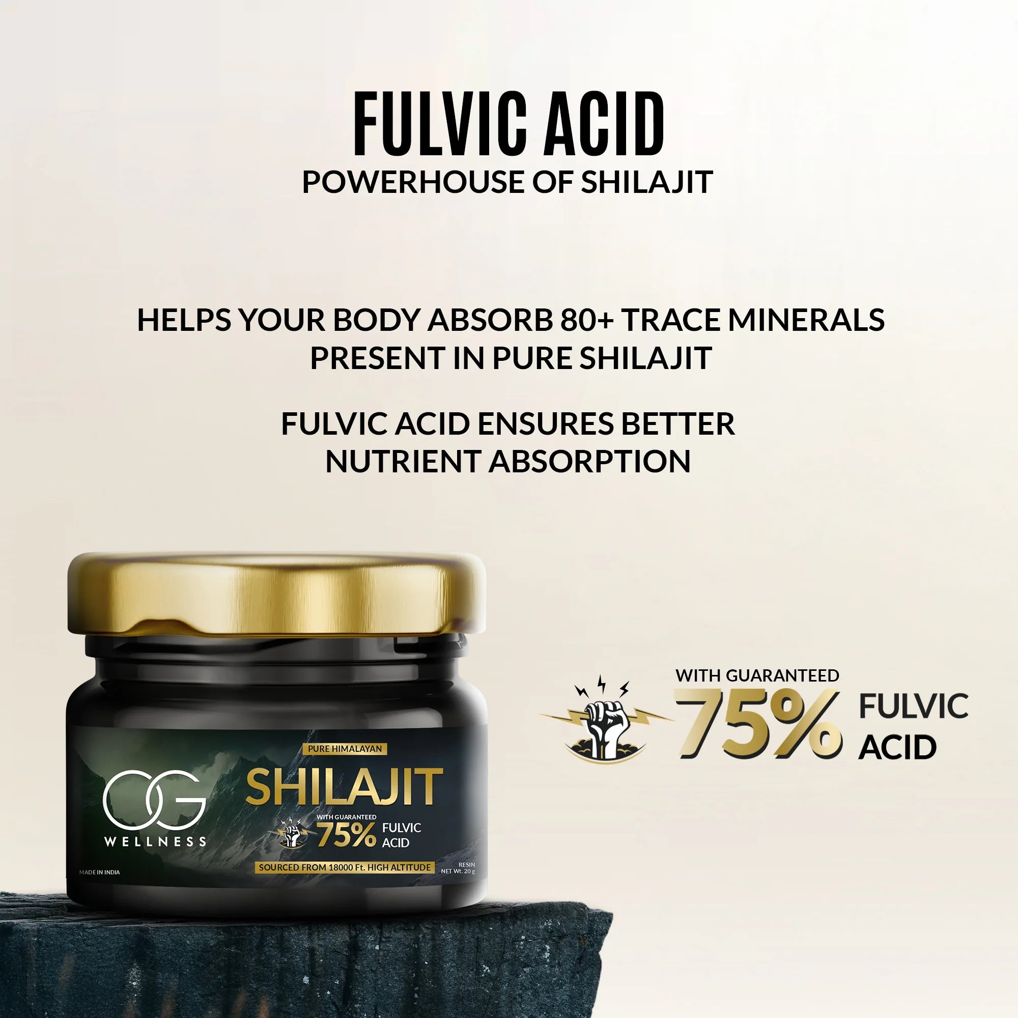 OG Wellness Pure Himalayan Shilajit | Guaranteed 75% Fulvic Acid - 20G