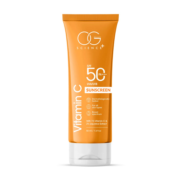 OG BEAUTY SCIENCE SPF 50 PA+++ Sunscreen - 1% Vitamin C & Liquorice for Radiant Skin - UV Protection & Hydration - 50ml