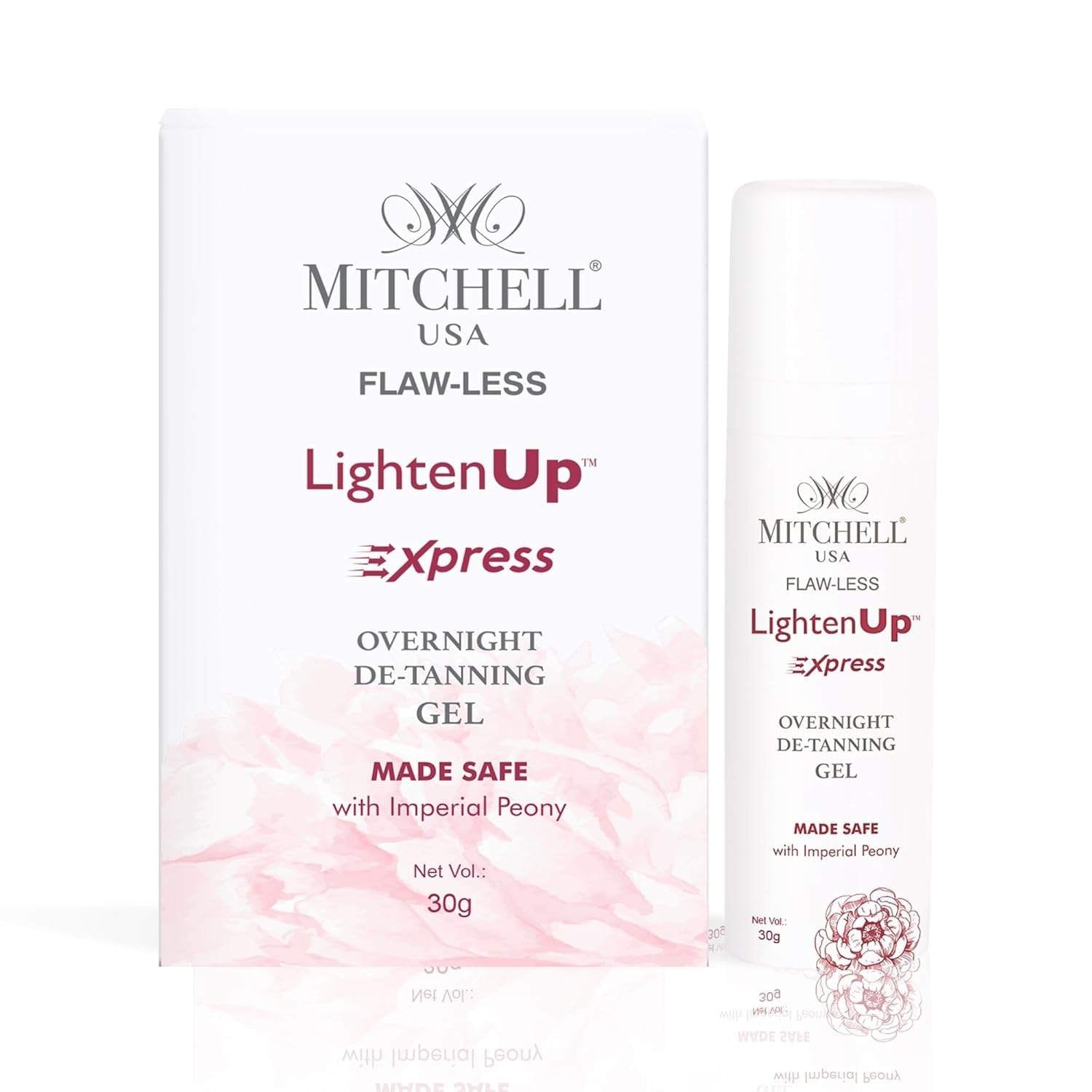 FLAW-LESS LightenUp Xpress Overnight De-Tanning Gel – Fast-Acting Night Gel to Fade Tan, Brighten Skin & Even Tone