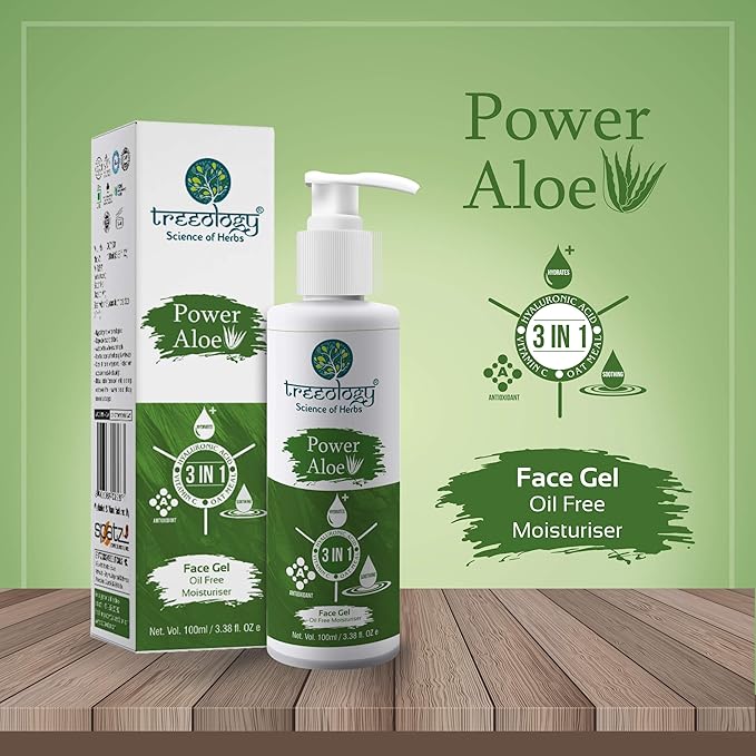 Treeology Power Aloe 3 in 1 Face Gel for Glow, Hydration & Skin Repair – 100g