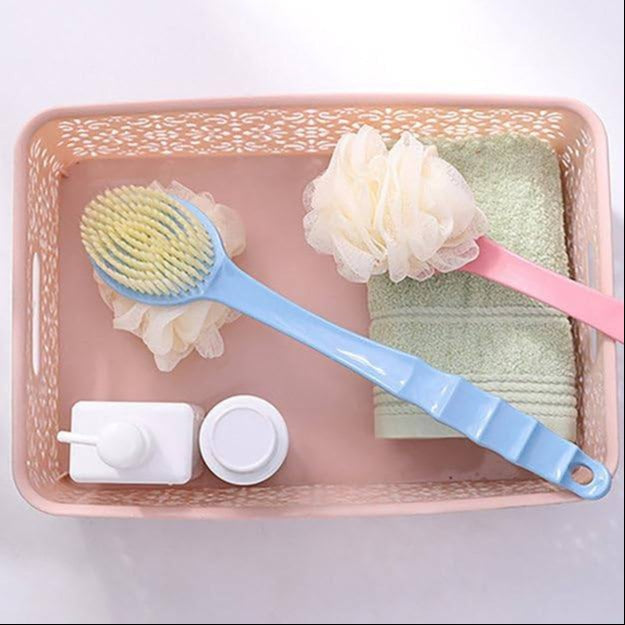 2-in-1 Bath Brush with Long Handle | Back Scrubber & Body Massager for Shower