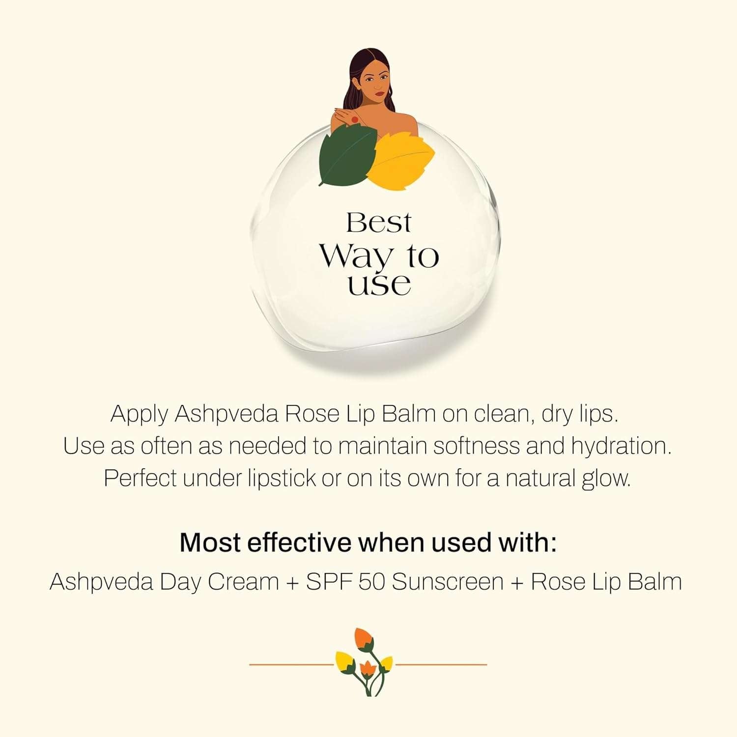 Ashpveda Ayurvedic Rose Petal Lip Balm For Dry & Chapped Lips With Kokum Fruit, Rose Flowers and Almond Oil | Lip UV Protection & Nourishment | Lip Balm with SPF for Soft Pink Lips