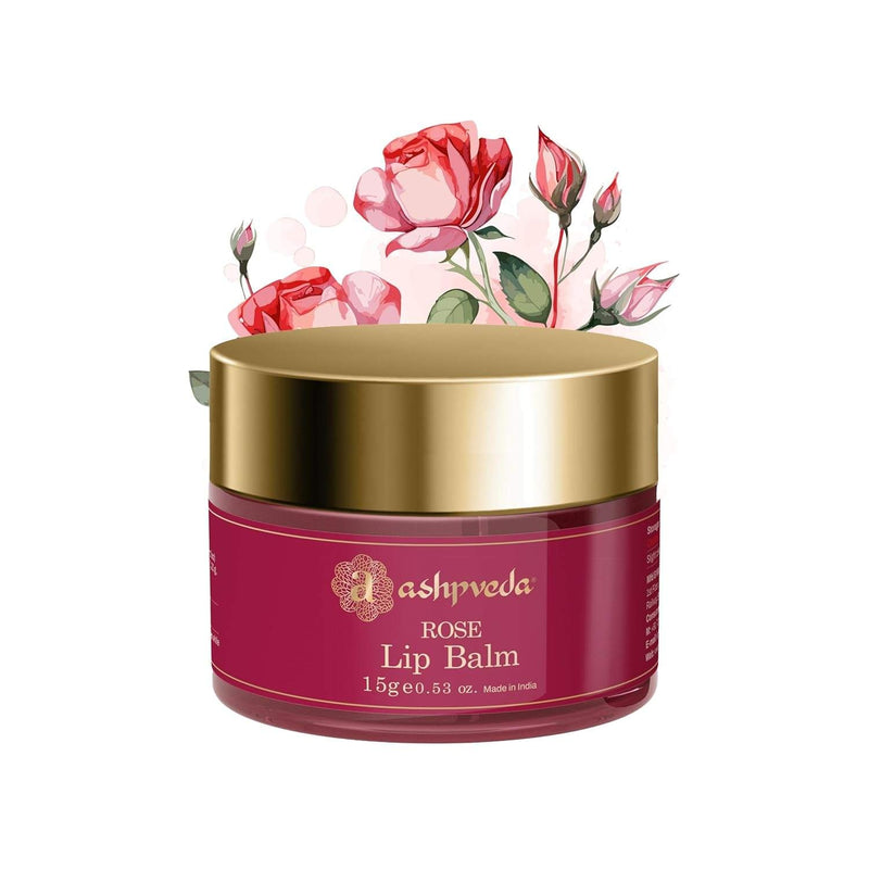 Ashpveda Ayurvedic Rose Petal Lip Balm For Dry & Chapped Lips With Kokum Fruit, Rose Flowers and Almond Oil | Lip UV Protection & Nourishment | Lip Balm with SPF for Soft Pink Lips